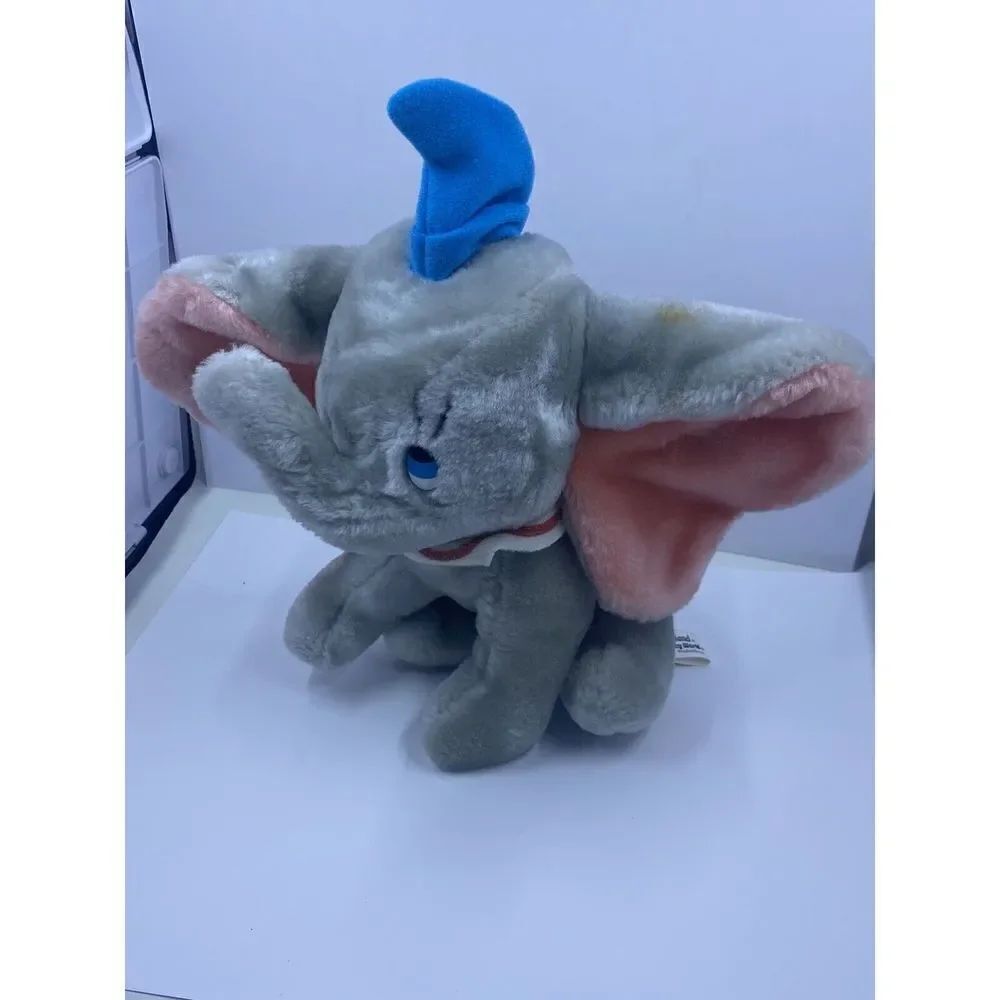Vintage Walt Disney World Dumbo 1985 Elephant Plush Stuffed 8″ Gray-Pink Big Ear